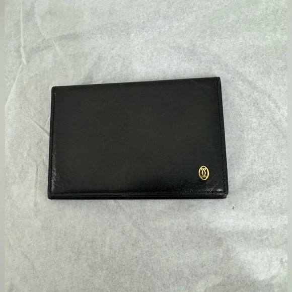 Cartier Pasha de Cartier Card Holder Card Case Black Leather Wallet AUTHENTIC - Picture 3 of 10